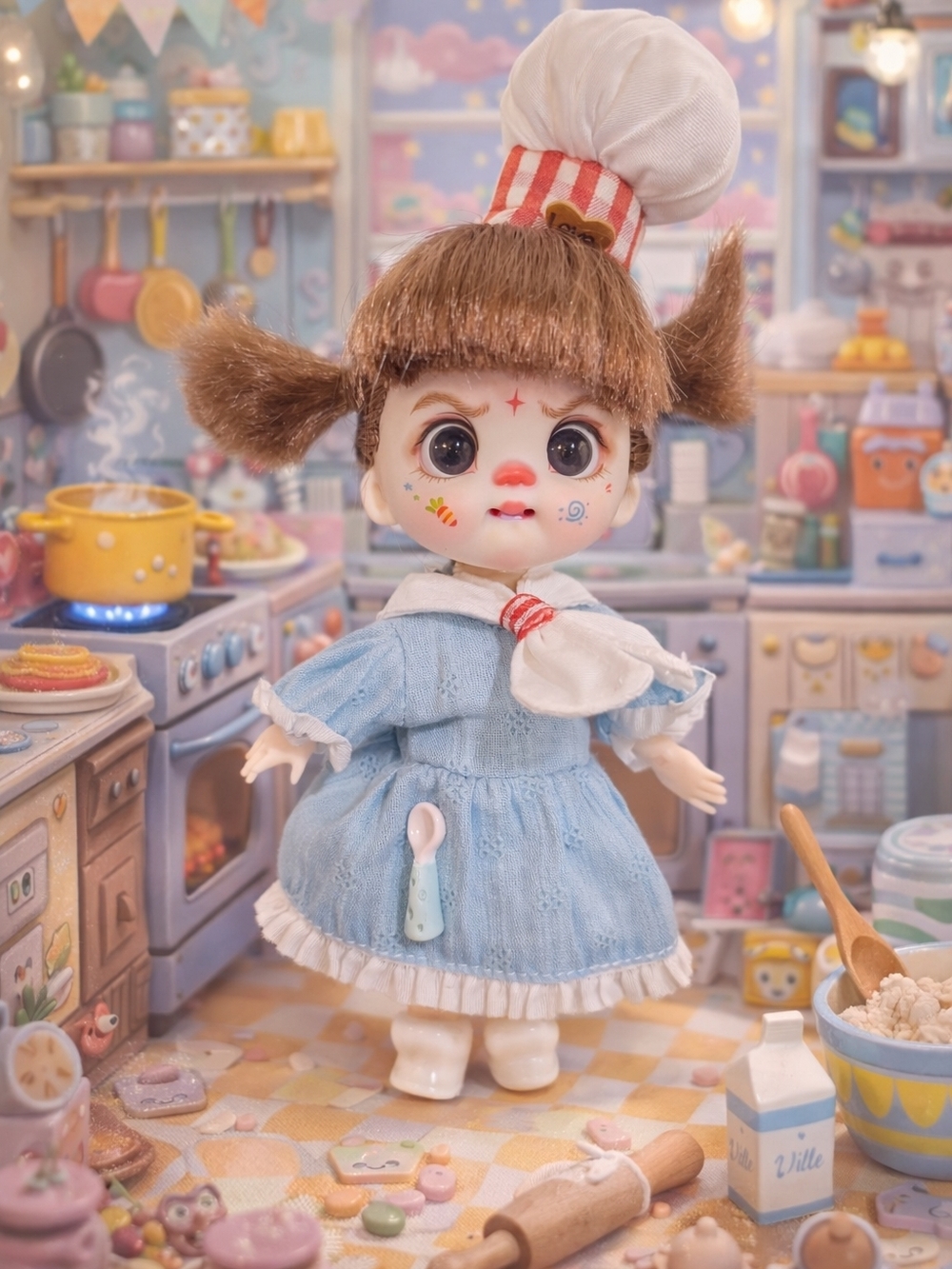 Cute Blue Doll in Chef Outfit